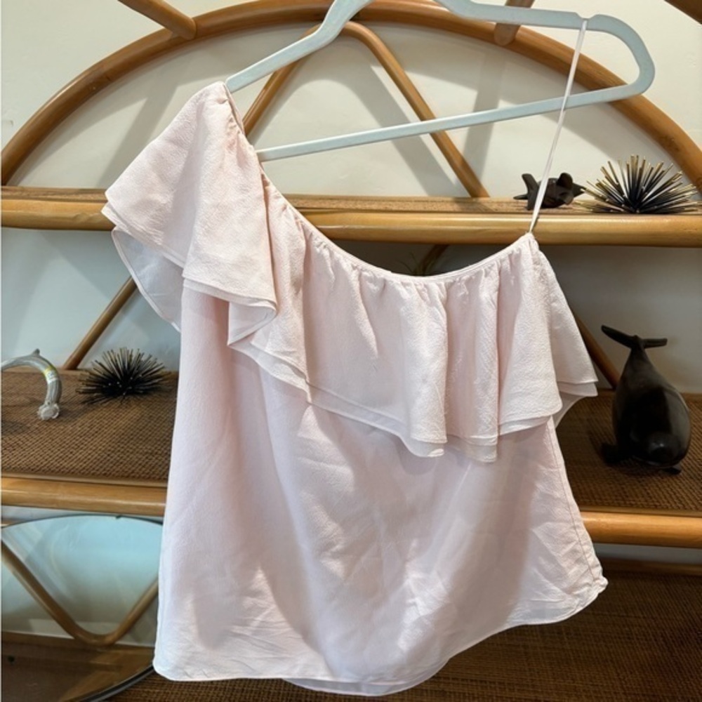 Rebecca Taylor silk one shoulder ruffle blouse